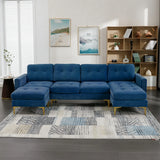 Modern L - Shape Convertible Sectional Sofa With Movable Ottoman - Furniture Home Direct