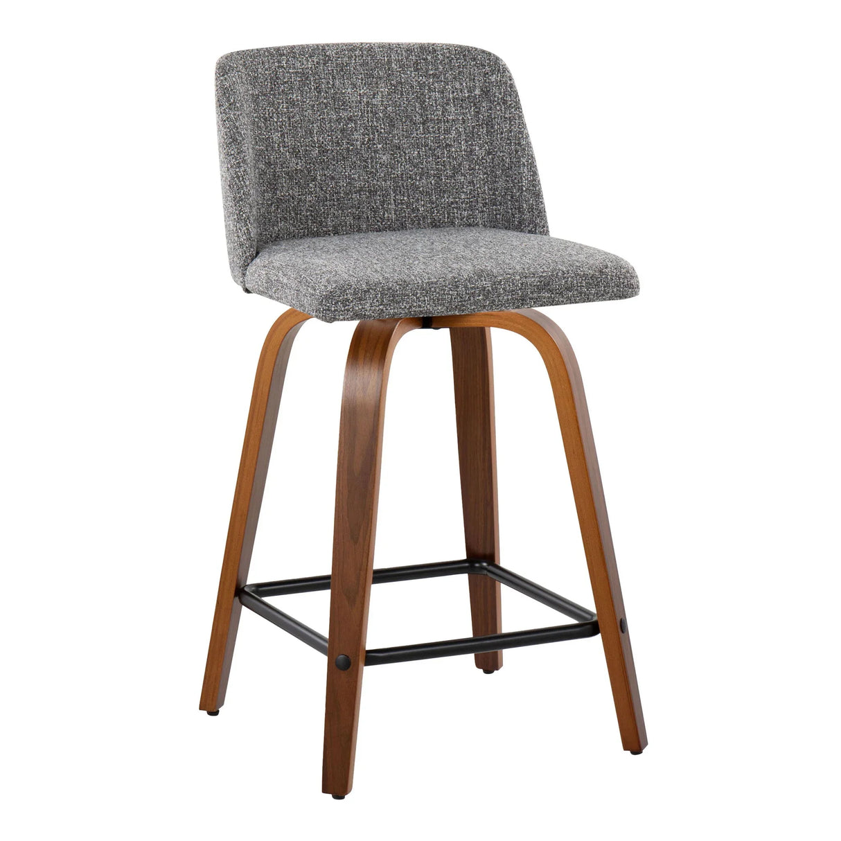 Toriano - Mid Century Modern Fixed Height Counter Stool With Swivel With Square Footrest (Set of 2) - Furniture Home Direct