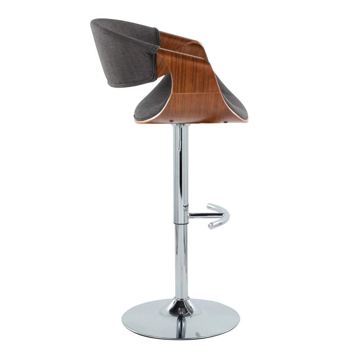 Curvo - Mid Century Modern Adjustable Barstool With Swivel With Rounded T Footrest (Set of 2) - Furniture Home Direct