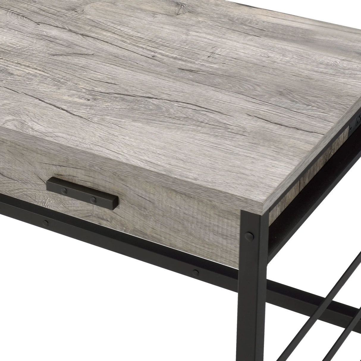 Disho - Weathered Writing Desk With USB - Oak - Furniture Home Direct
