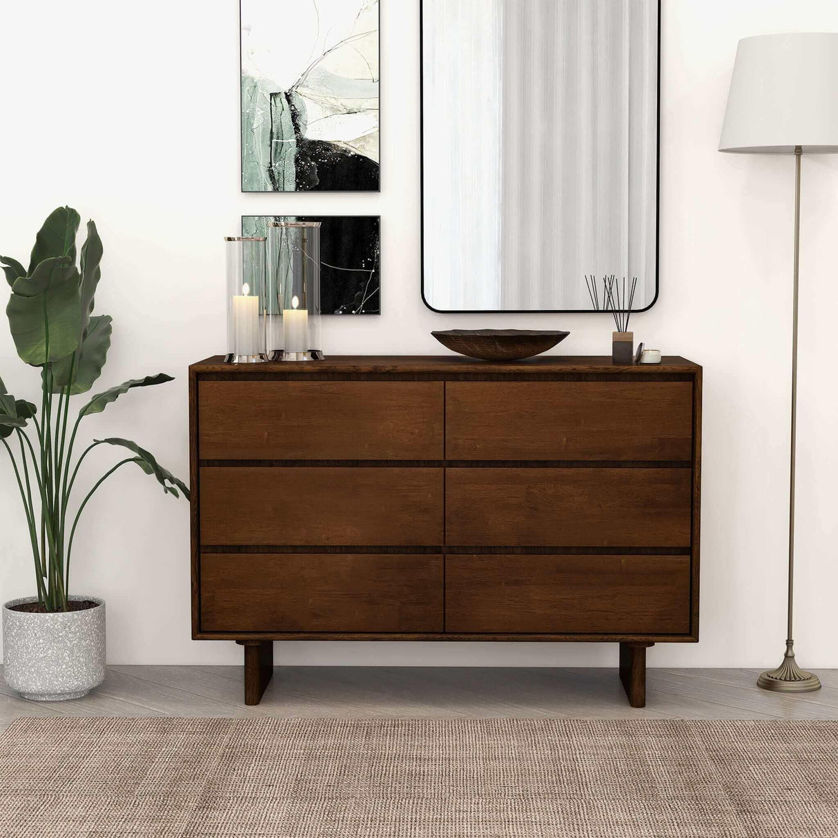Dubrovnik - Mid-Century Modern Dresser With 6 Drawers - Brown - Furniture Home Direct