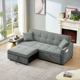 3 In 1 Convertible Sleeper Sofa Bed, Reclining Backrest, Pillows, Pockets - Furniture Home Direct