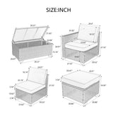 4 Piece Rattan Outdoor Patio Set - Blue - Furniture Home Direct