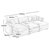 Modern Oversized Modular Cushion Sofa With Ottoman, Low Back, Deep Seating Sofa Set - Furniture Home Direct