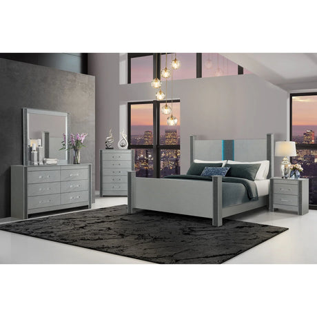 Lorenzo - 5 Piece Bedroom Set With Glittered Detailing - Furniture Home Direct