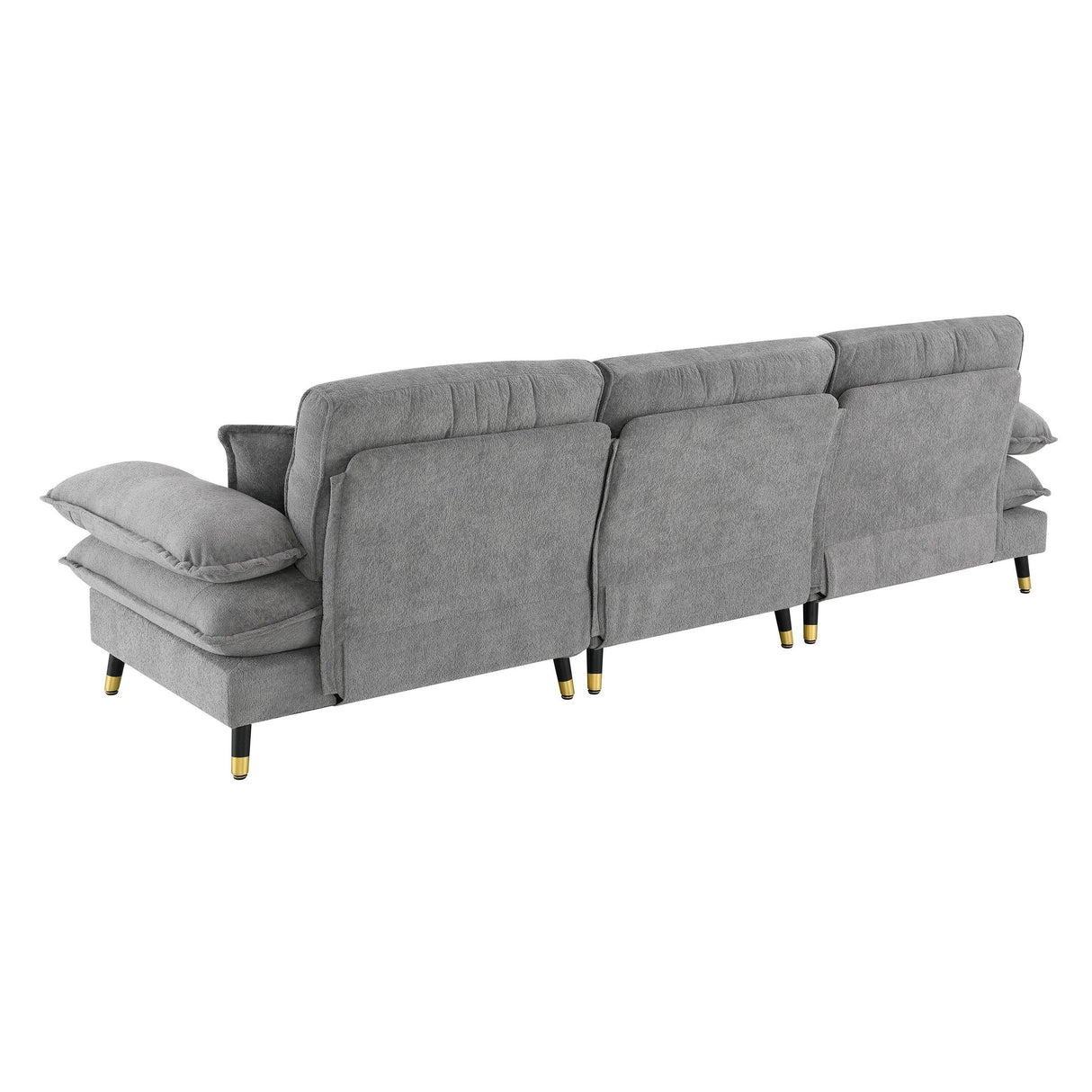 Sectional Sofa Cloud Chenille L Shape With Ottoman Gray - Furniture Home Direct