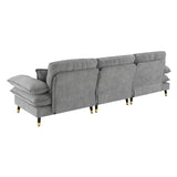 Sectional Sofa Cloud Chenille L Shape With Ottoman Gray - Furniture Home Direct