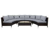 4 Piece Curved Wicker Patio Sectional with Coffee table - Gray - Furniture Home Direct