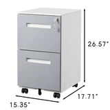 3 Drawer Mobile Locking File Cabinet, Rolling Filing Cabinet For Letter / A4 Size With 5 Wheels - Gray - Furniture Home Direct
