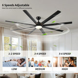 Super Large Black Ceiling Fan With Remote Control - Black - Furniture Home Direct