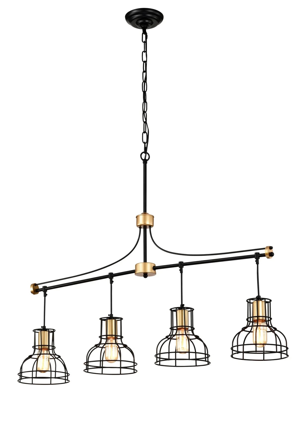 Dining Room Light Fixture / Chandelier Table, 40 -" Hanging For Farmhouse Linear Chandeliers, 5 Light Kitchen Island Lighting Ceiling Chandelier, With Metal Lampshade - Gold / Matte Black - Furniture Home Direct