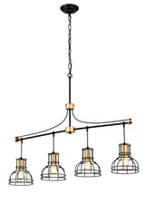 Dining Room Light Fixture / Chandelier Table, 40 -" Hanging For Farmhouse Linear Chandeliers, 5 Light Kitchen Island Lighting Ceiling Chandelier, With Metal Lampshade - Gold / Matte Black - Furniture Home Direct