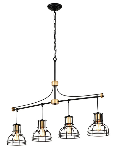 Dining Room Light Fixture / Chandelier Table, 40 -" Hanging For Farmhouse Linear Chandeliers, 5 Light Kitchen Island Lighting Ceiling Chandelier, With Metal Lampshade - Gold / Matte Black - Furniture Home Direct