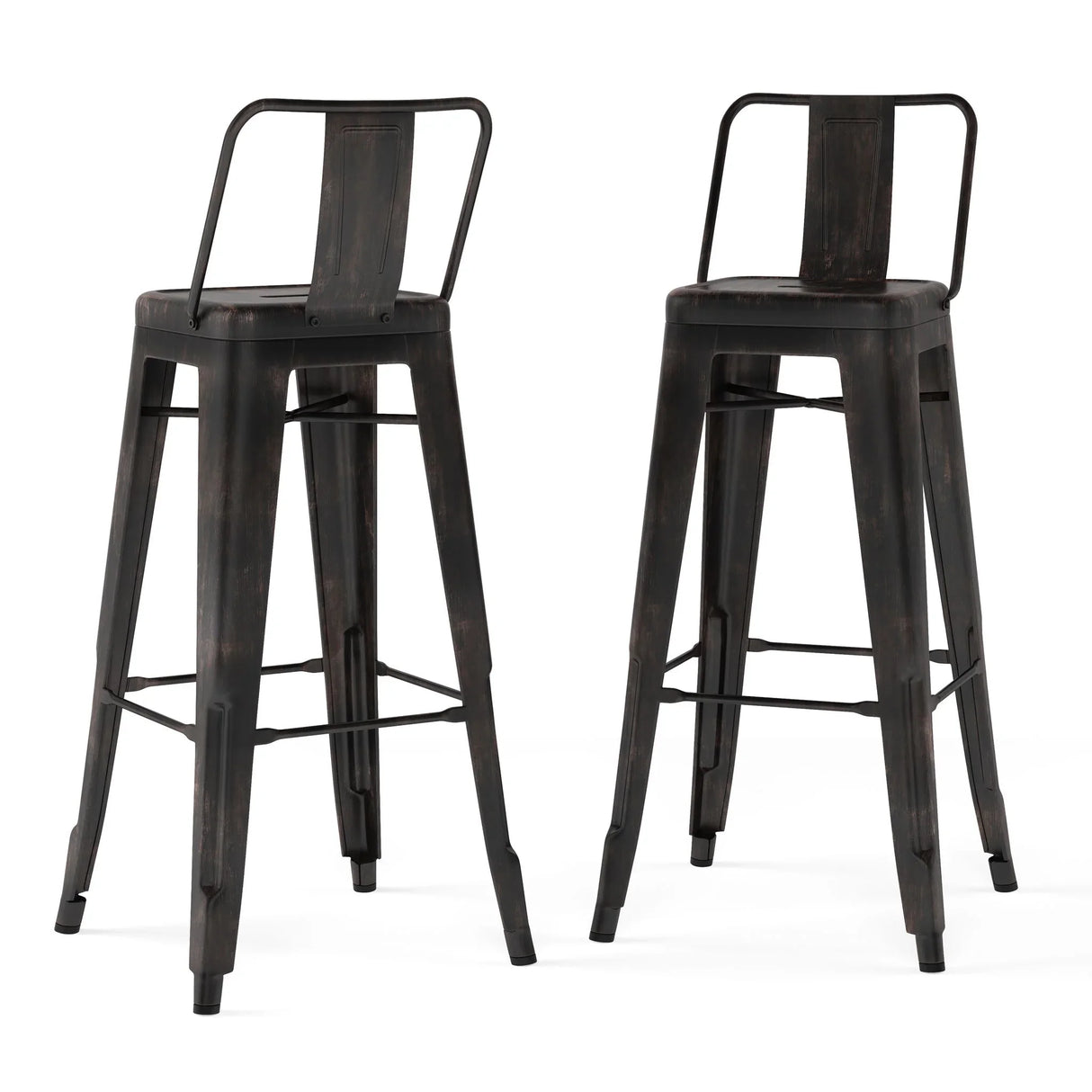 Rayne - Curved Back Metal Stool (Set of 2) - Furniture Home Direct