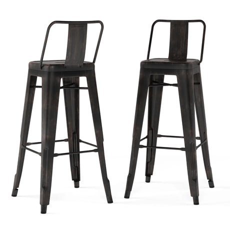 Rayne - Curved Back Metal Stool (Set of 2) - Furniture Home Direct