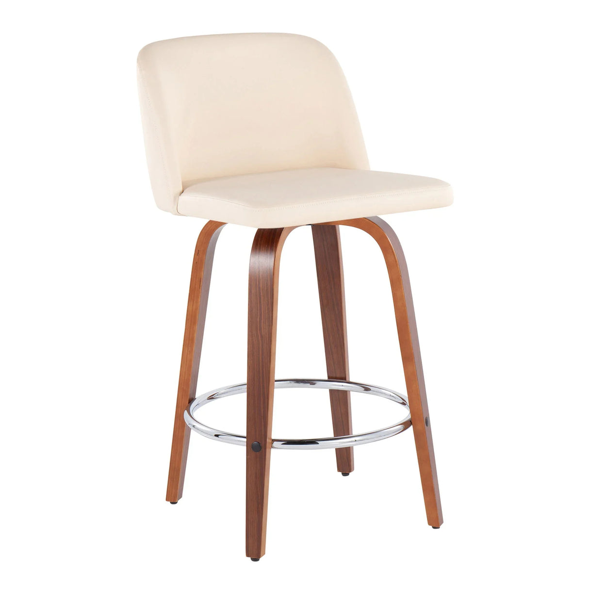Toriano - Mid-Century Modern Fixed Height Counter Stool With Round Footrest (Set of 2) - Furniture Home Direct