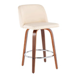 Toriano - Mid-Century Modern Fixed Height Counter Stool With Round Footrest (Set of 2) - Furniture Home Direct