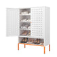 Grid Double Door Shoe Cabinet With Adjustable Compartments And Moisture-Proof Design In White Metal - Furniture Home Direct