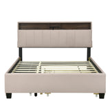 Upholstered Platform Bed With Storage Headboard, Trundle & 2 Drawers And A Set Of Sockets & USB Ports - Furniture Home Direct