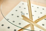 Dining Table With Metal Leg And Glass, Modern Space Saving Kitchen Table For Living Room - Golden - Furniture Home Direct