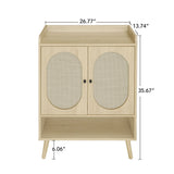2 Door Shoe Rack, Freestanding, Modern Shoe Storage Cabinet, For Entryway - Natural - Furniture Home Direct