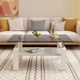 Modern Rectangular Coffee Table With Tempered Transparent Glass Top And Storage Shelf - Furniture Home Direct