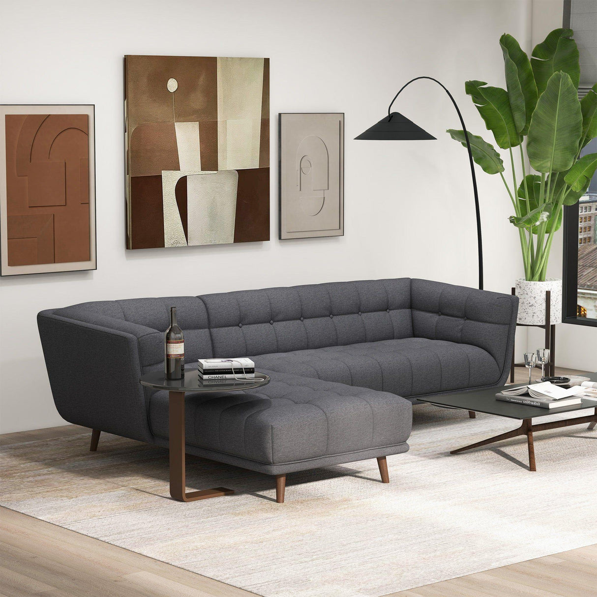 Addison - L Shape Sectional Sofa Tufted - Furniture Home Direct