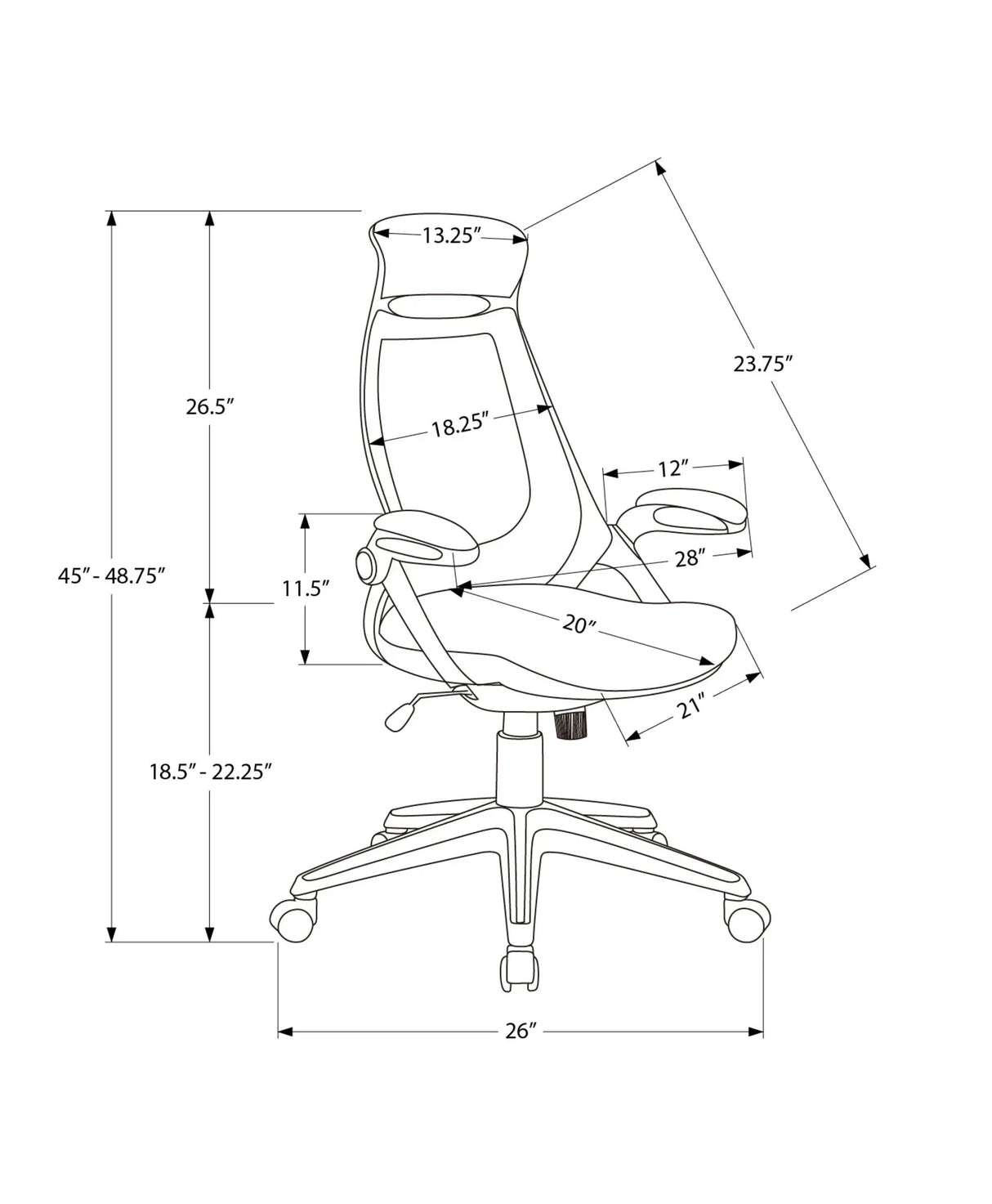 Office Chair, Adjustable Height, Swivel, Ergonomic, Armrests, Contemporary & Modern - Furniture Home Direct