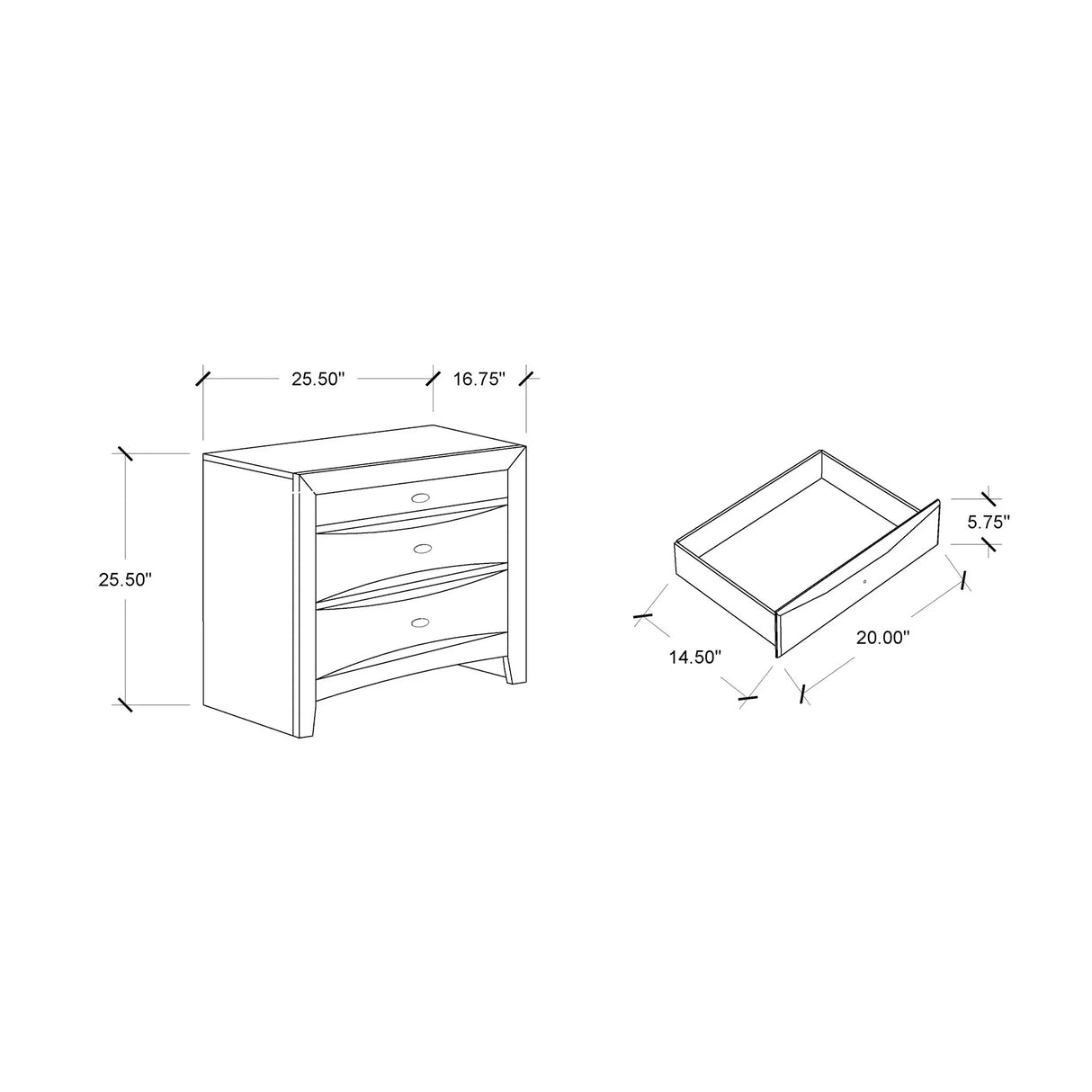 Lucille - Nightstand With Spacious Drawers - Furniture Home Direct