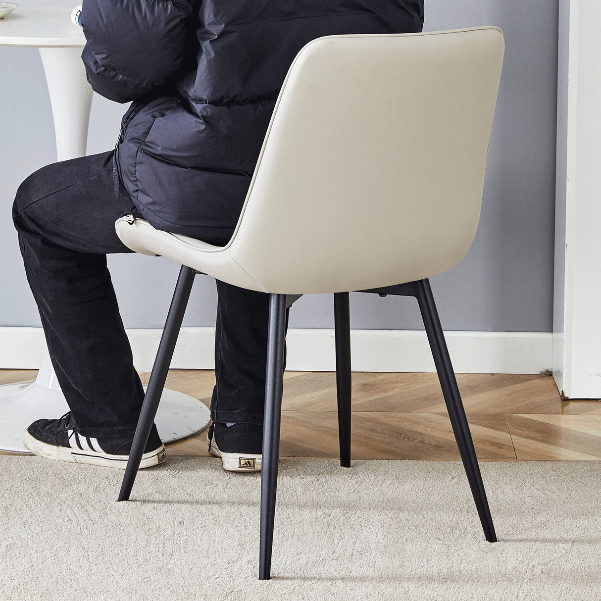 Dining Chairs Set Modern Upholstered PU Leather Gray - Furniture Home Direct