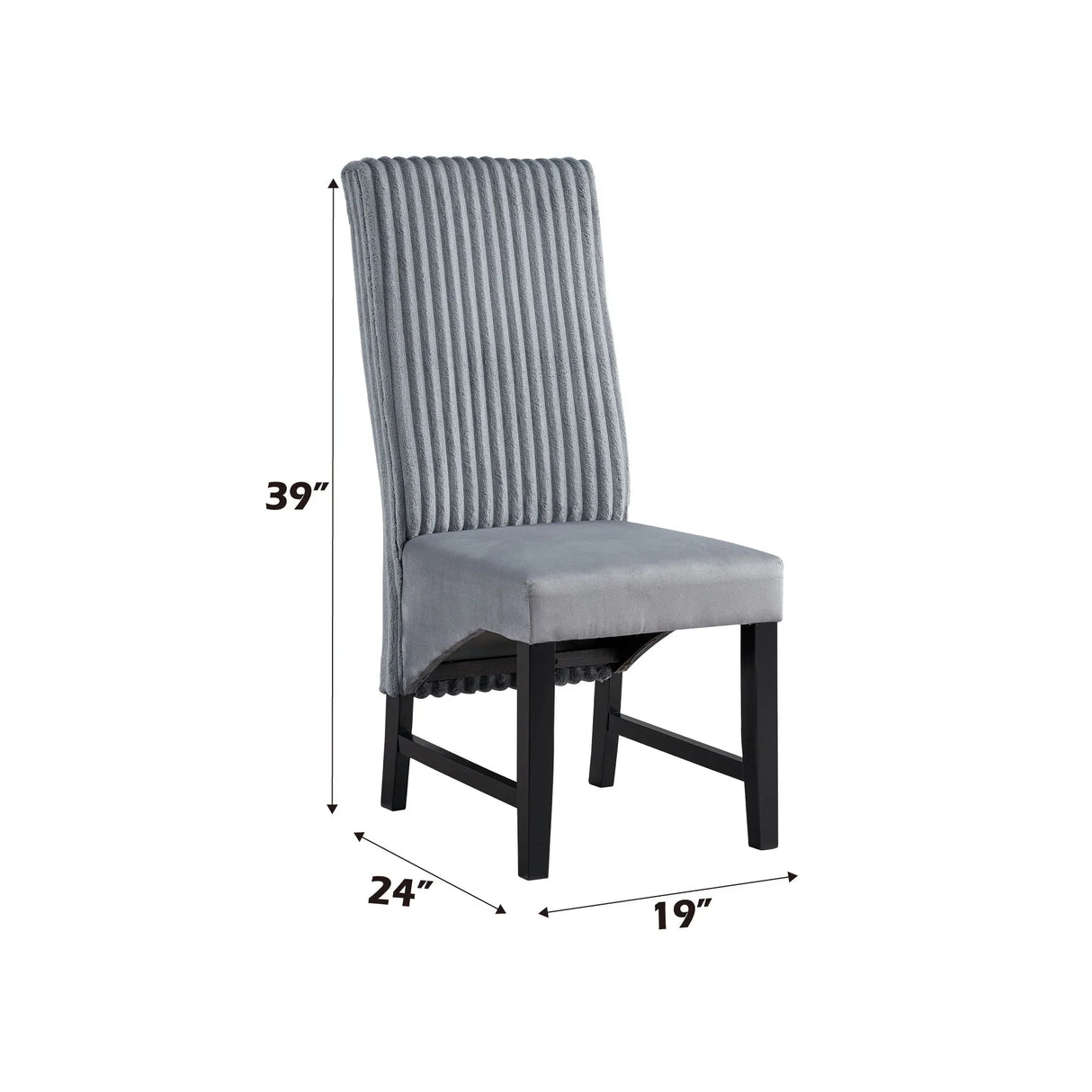 Kini - Corduroy Side Chair (Set of 2) - Black / Gray - Furniture Home Direct