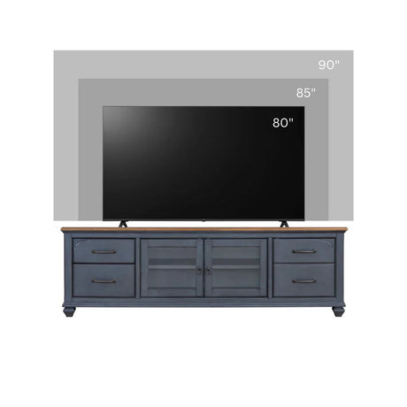 Americana - 84 In TV Stand For TVs Up To 90" - Blue - Furniture Home Direct
