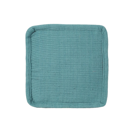 Hansolo - Yarn Square Pouf Ottoman Or Floor Cushion - Teal - Furniture Home Direct