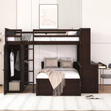 Loft Bed With A Twin Size Standalone Bed, Shelves, Desk, And Wardrobe - Furniture Home Direct