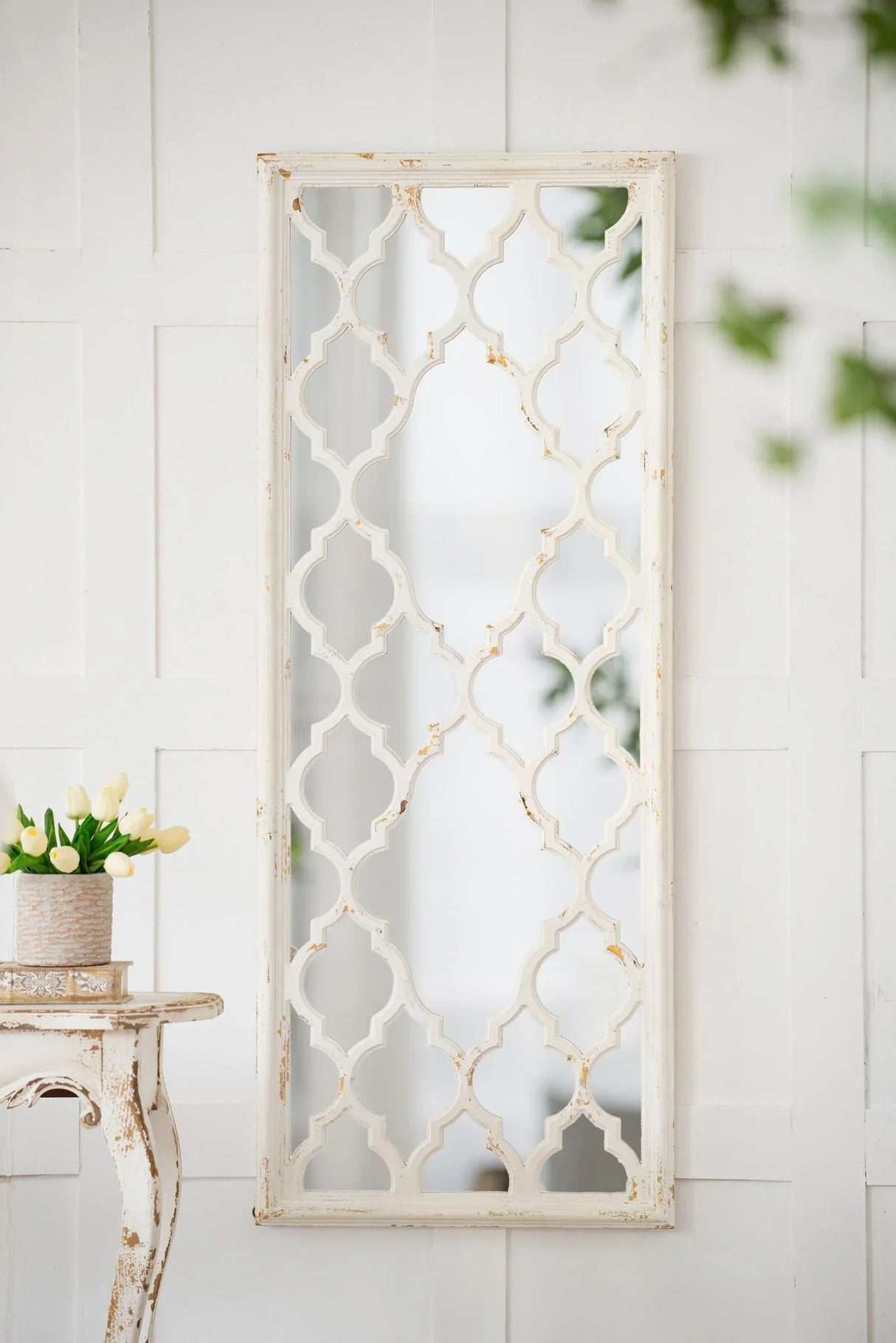 Distressed Floor Mirror, Full Body Mirror For Bathroom Bedroom Living Room - White - Furniture Home Direct