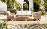 4 Piece Outdoor Patio Set with Swivel Chairs - Beige - Furniture Home Direct