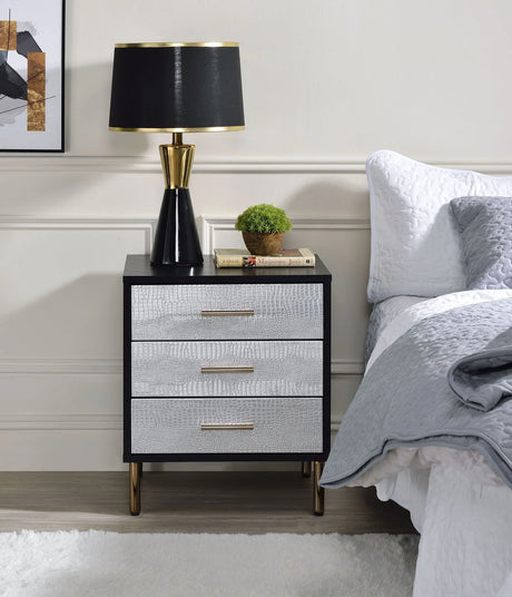 Myles - Nightstand - Black / Gold / Silver - Furniture Home Direct
