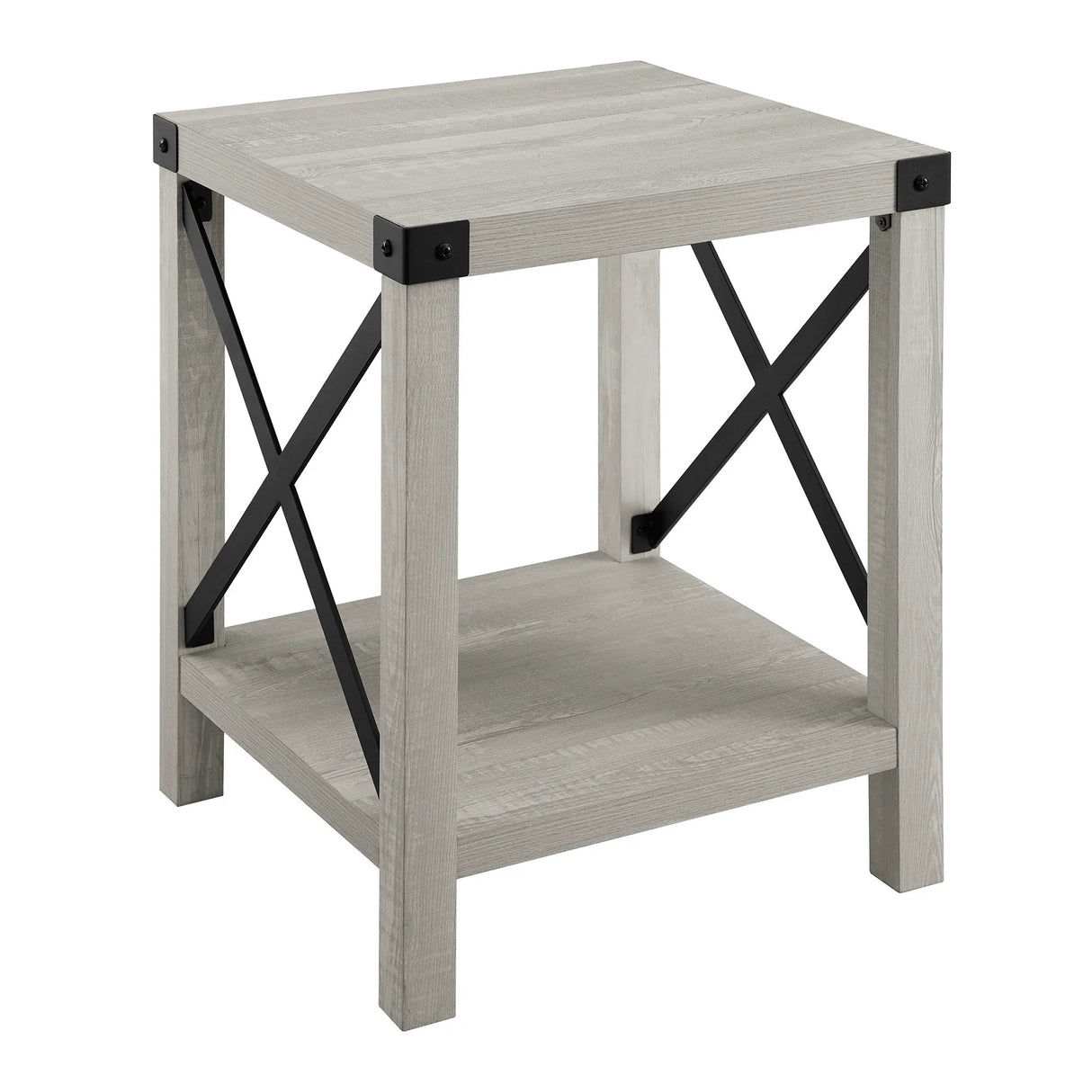 Farmhouse Metal X Table With Lower Shelf - Furniture Home Direct