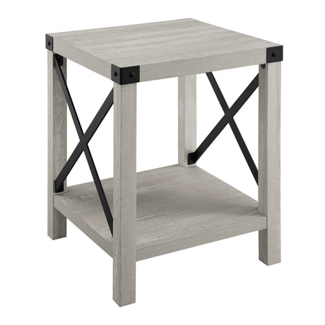 Farmhouse Metal X Table With Lower Shelf - Furniture Home Direct