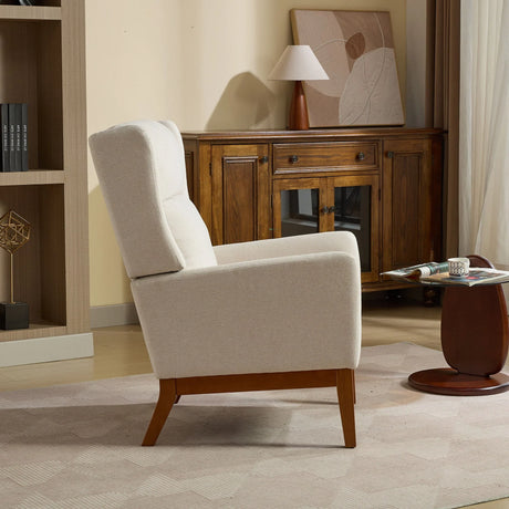 Wide Modern Accent Chair With Wood Legs For Living Room - Furniture Home Direct