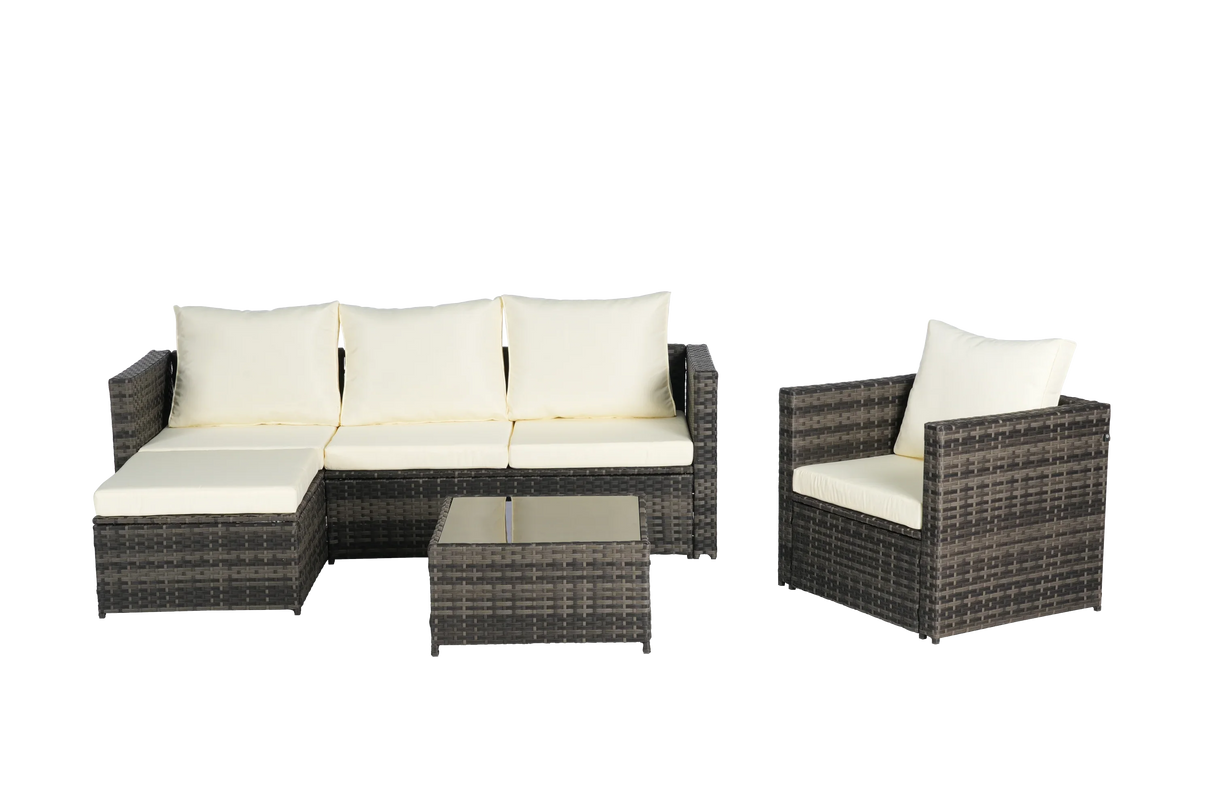 6 Piece Outdoor Patio Set - Beige - Furniture Home Direct