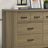Finn - Oak Finish Dresser With 6 Drawers And Black Handles - Coffee Gray - Furniture Home Direct