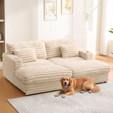 Plush Oversized Double Chaise Lounge Sofa Bed With USB Ports And Cup Holders - Furniture Home Direct