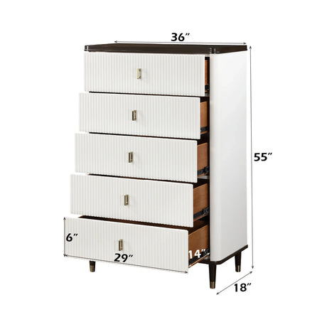 Bedroom Set Modern Wood Finish With Dark Tops White - Furniture Home Direct
