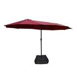 Double- Sided Outdoor Market Umbrella With Lights And Base - Furniture Home Direct