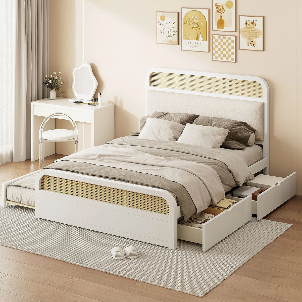 Platform Bed With Trundle And 2 Drawers - Furniture Home Direct