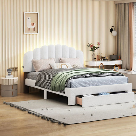 Upholstered Platform Bed With Drawer - Furniture Home Direct