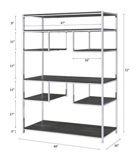 Vonara - Bookshelf - Chrome / Gray / Oak - Furniture Home Direct