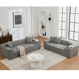 2 Piece Boucle Cloud Living Room Set with 2 Trays - Dark Gray - Furniture Home Direct