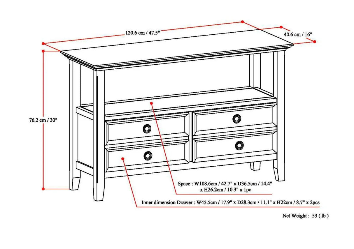 Amherst - Console Sofa Table, Handcrafted - Furniture Home Direct